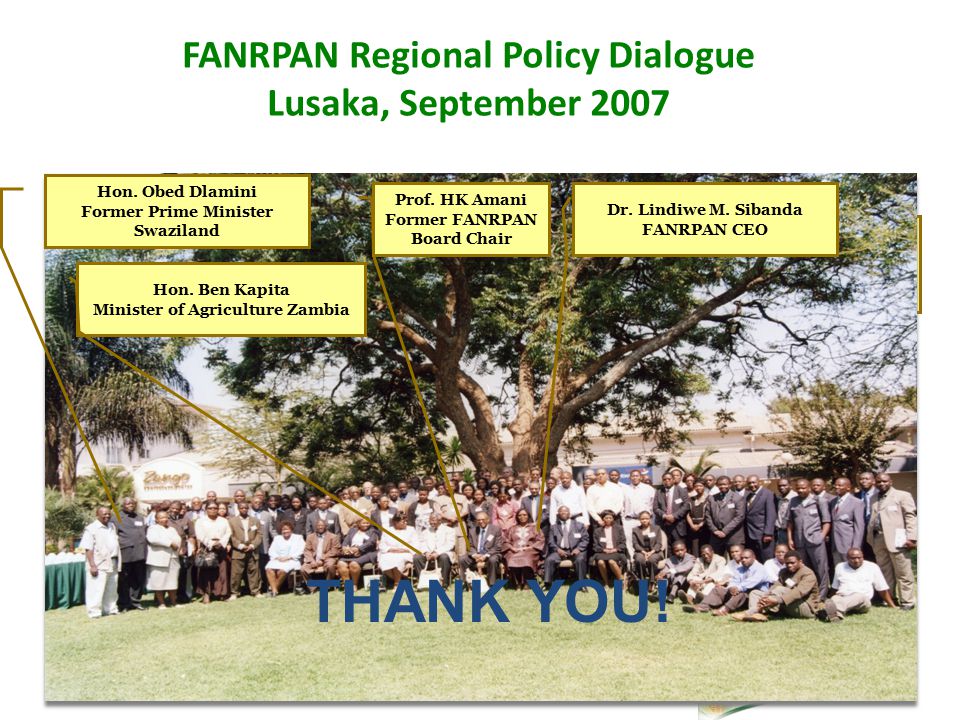 FANRPAN Regional Policy Dialogue Lusaka, September 2007 Dr.