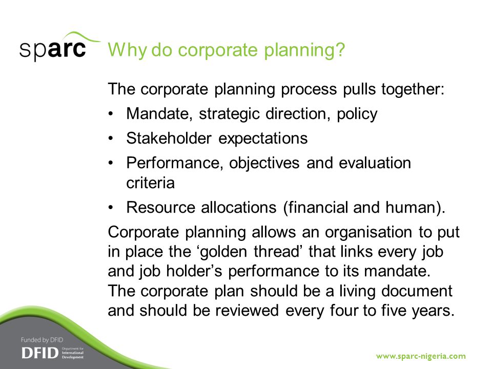 Why do corporate planning.