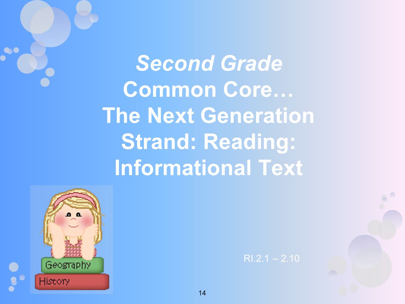 Second Grade Common Core… The Next Generation Strand: Reading: Informational Text RI.2.1 –