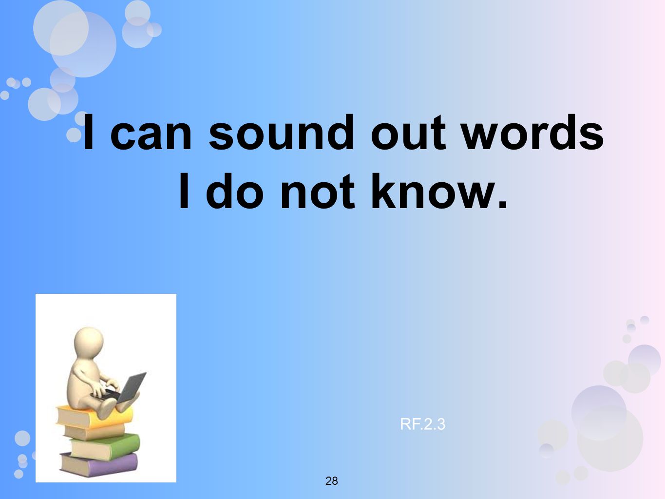 I can sound out words I do not know. RF