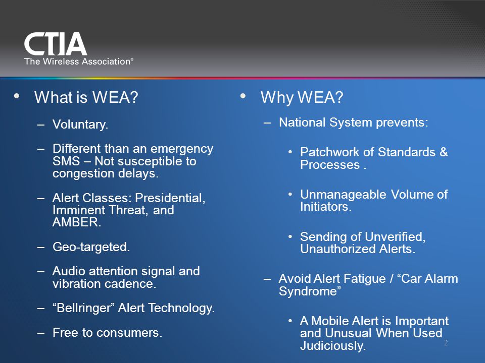 2 What is WEA. –Voluntary.