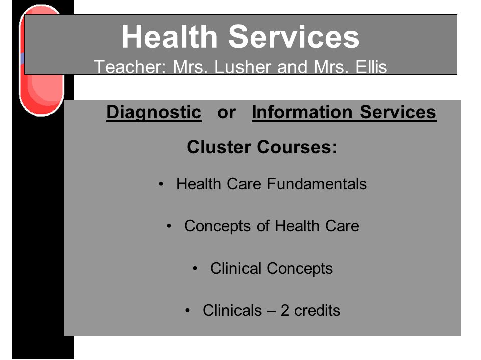 Health Services Teacher: Mrs. Lusher and Mrs.