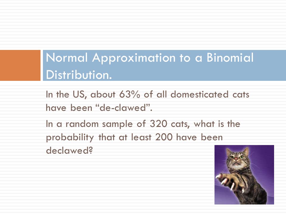 In the US, about 63% of all domesticated cats have been de-clawed .