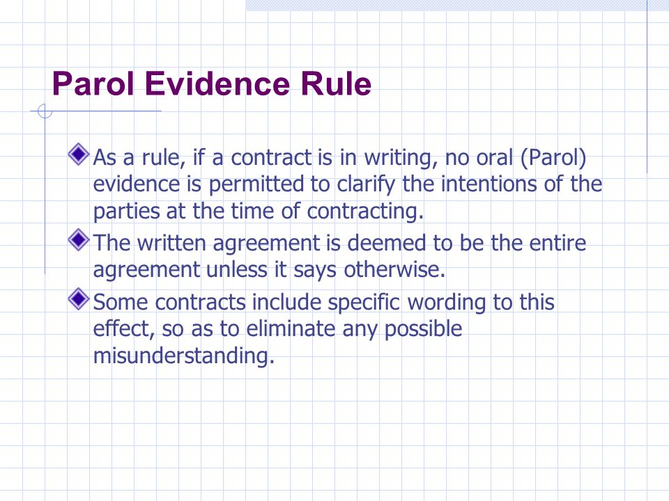Parol Evidence Rule Chart