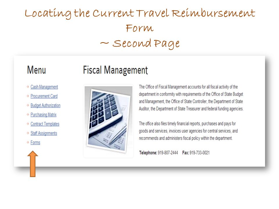 Locating the Current Travel Reimbursement Form ~ Second Page