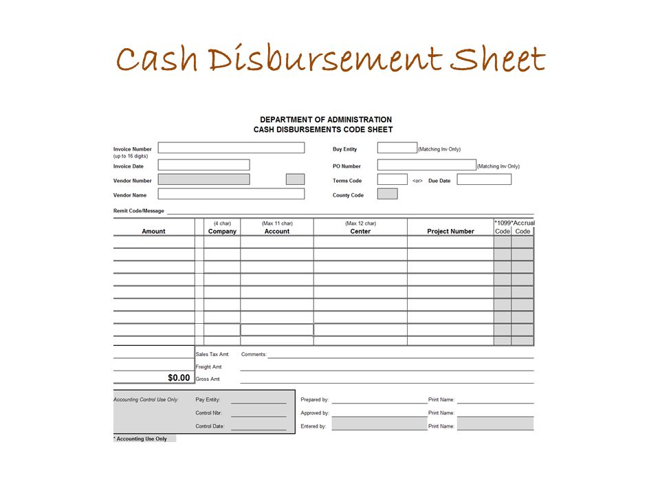 Cash Disbursement Sheet