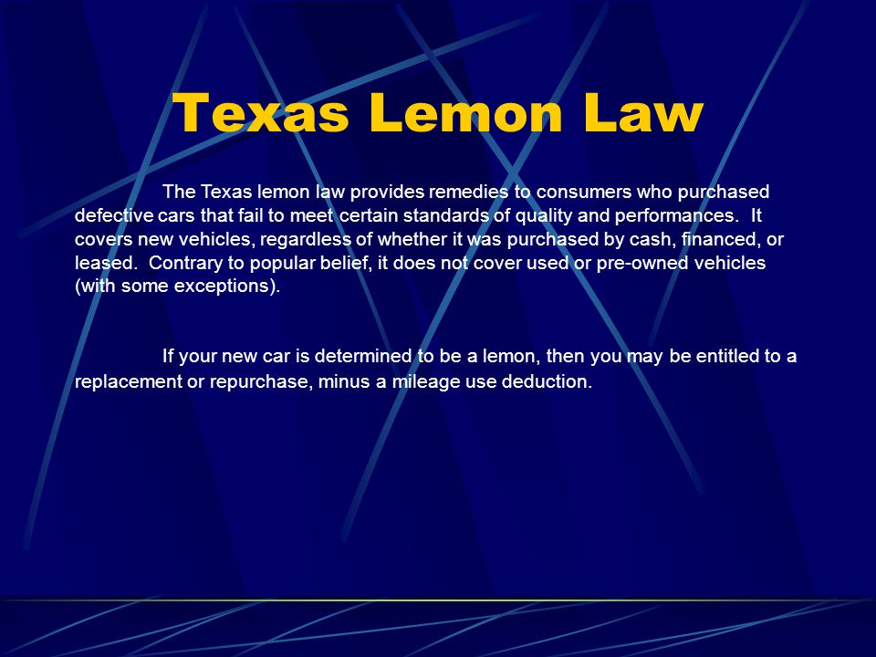 Texas Lemon Law >> A Consumer S Quick Overview Of The Texas Lemon Law Presented By The Texas Lemon Law >> A Consumer S Quick Overview Of The Texas Lemon Law Presented By The