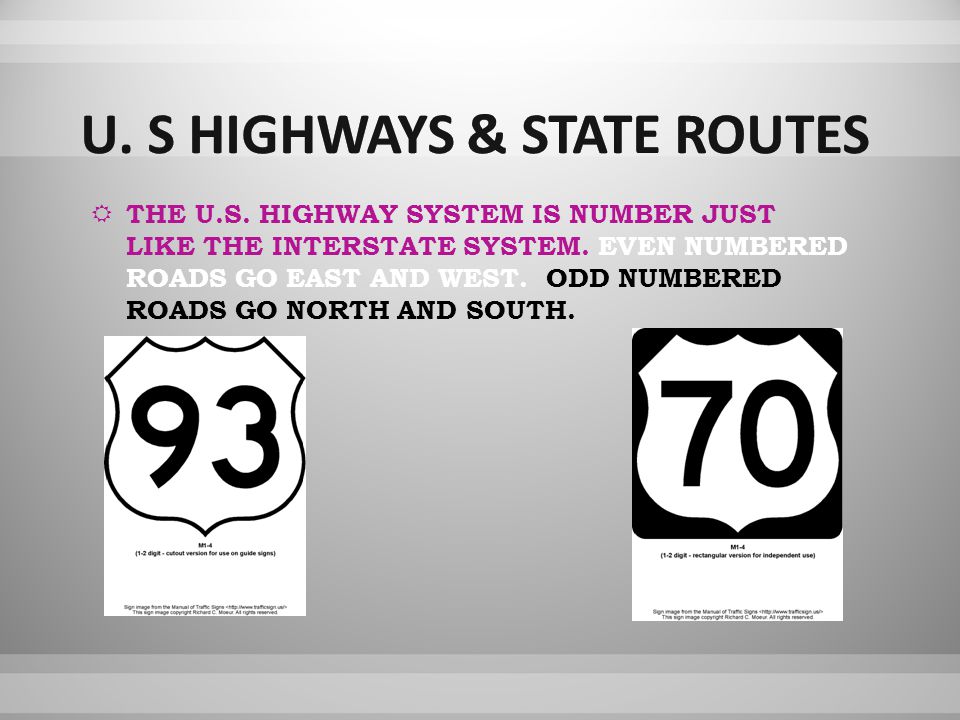  THE U.S. HIGHWAY SYSTEM IS NUMBER JUST LIKE THE INTERSTATE SYSTEM.