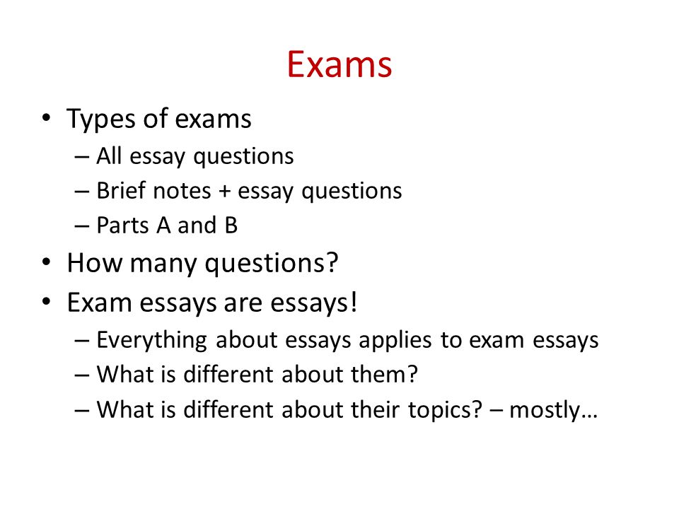 Types of exams. Types of examination. Questions for the Exam.