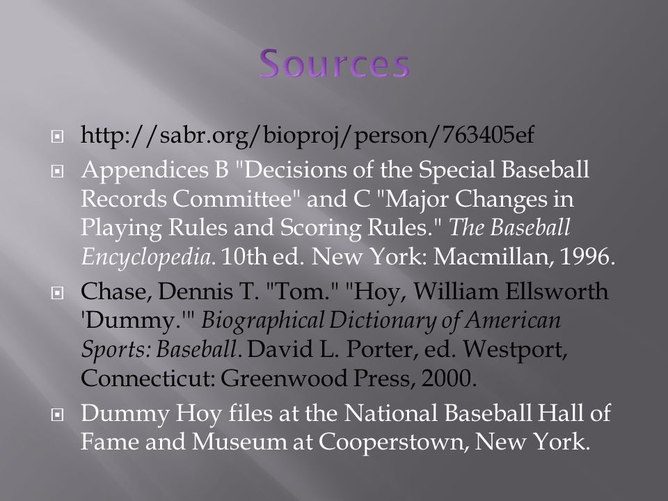     Appendices B Decisions of the Special Baseball Records Committee and C Major Changes in Playing Rules and Scoring Rules. The Baseball Encyclopedia.