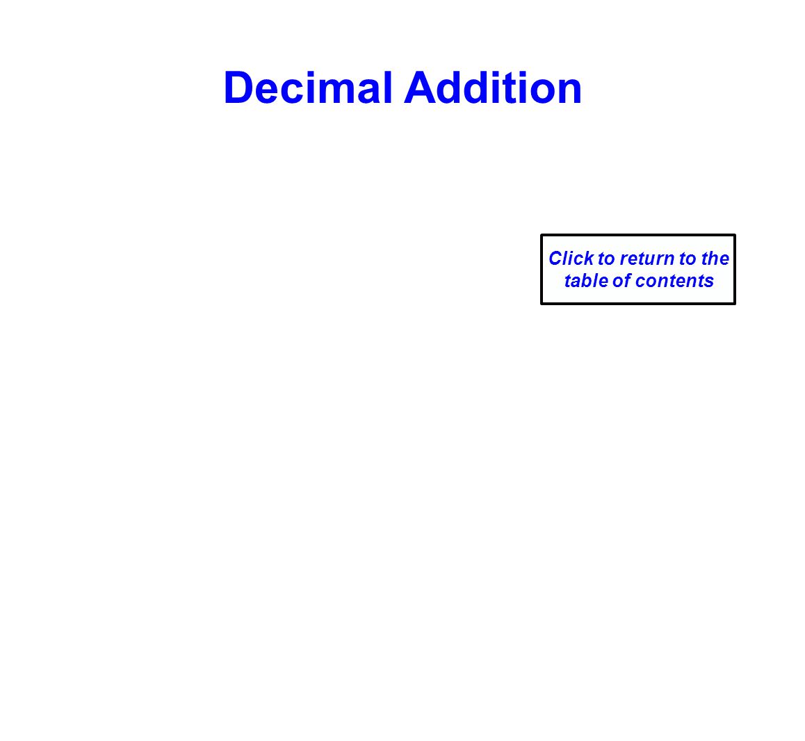 Decimal Addition Click to return to the table of contents