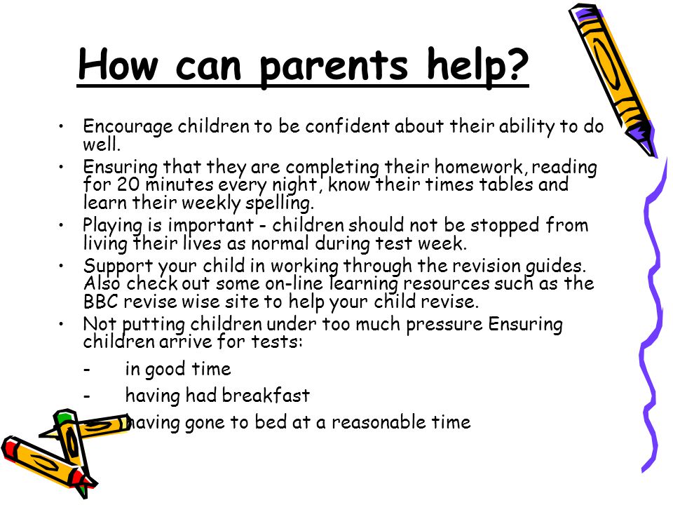 How can parents help. Encourage children to be confident about their ability to do well.