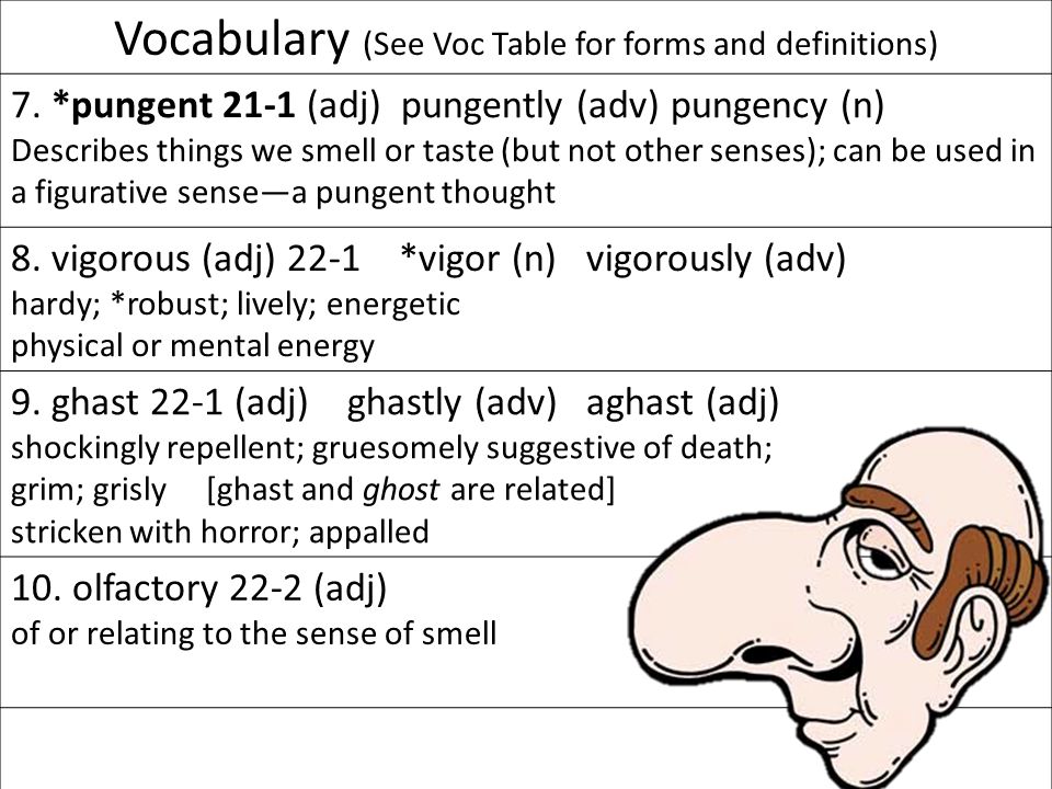 Vocabulary (See Voc Table for forms and definitions) 7.