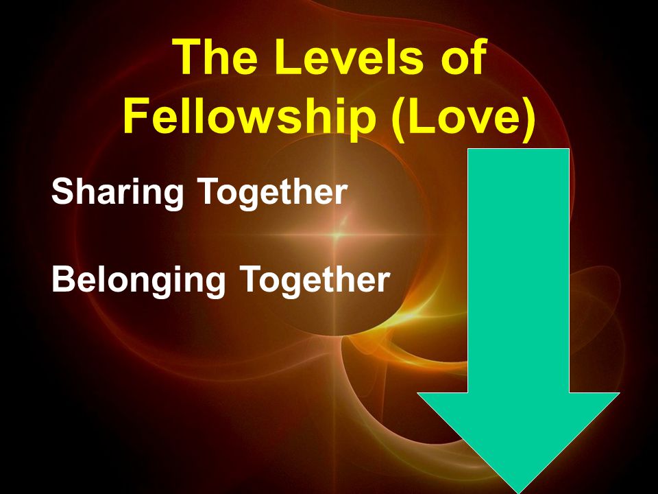 The Levels of Fellowship (Love) Sharing Together Belonging Together