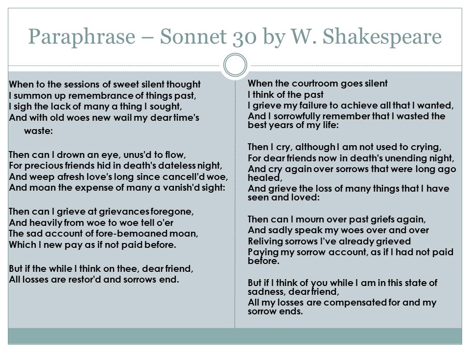what is the theme of sonnet 30