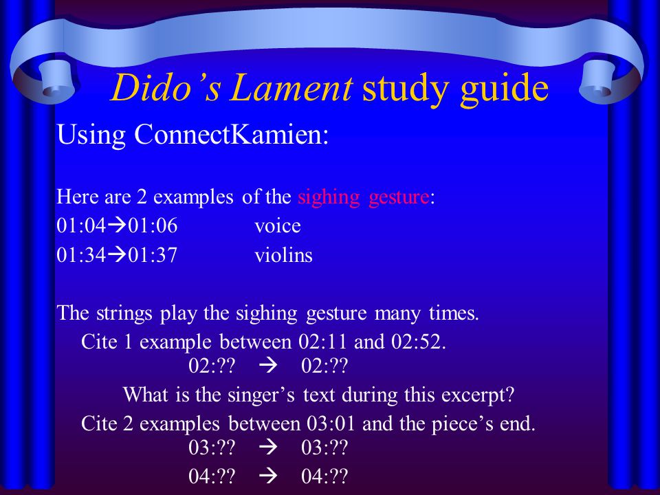 Using ConnectKamien: Here are 2 examples of the sighing gesture: 01:04  01:06voice 01:34  01:37violins The strings play the sighing gesture many times.