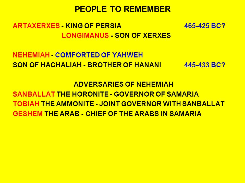 PEOPLE TO REMEMBER ARTAXERXES - KING OF PERSIA BC.