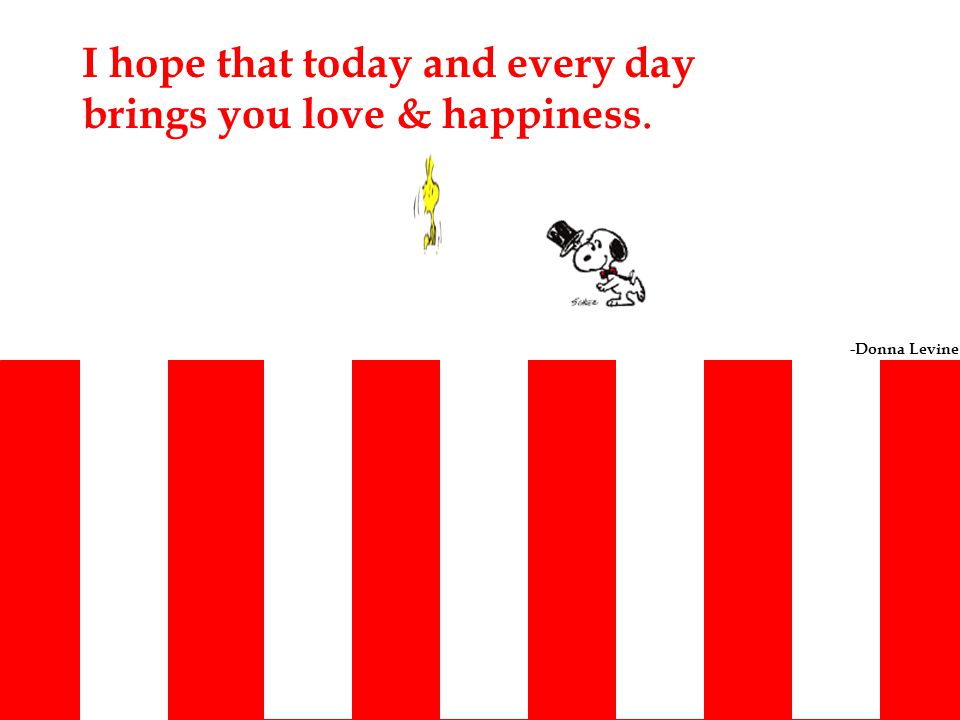 I hope that today and every day brings you love & happiness. -Donna Levine