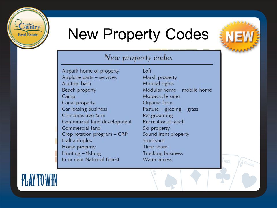 New Property Codes