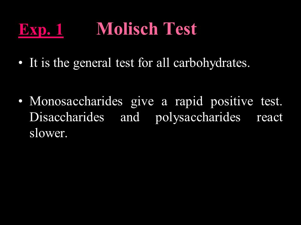 Exp. 1 Molisch Test It is the general test for all carbohydrates.
