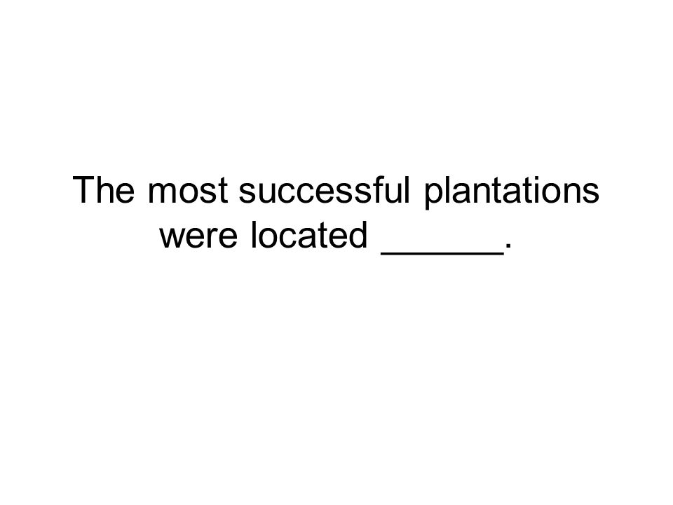 The most successful plantations were located ______.