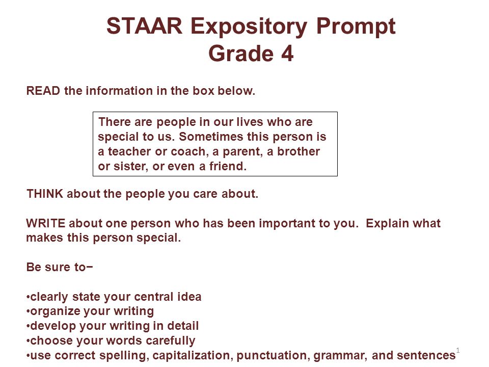STAAR Expository Prompt Grade 4 READ the information in the box below.