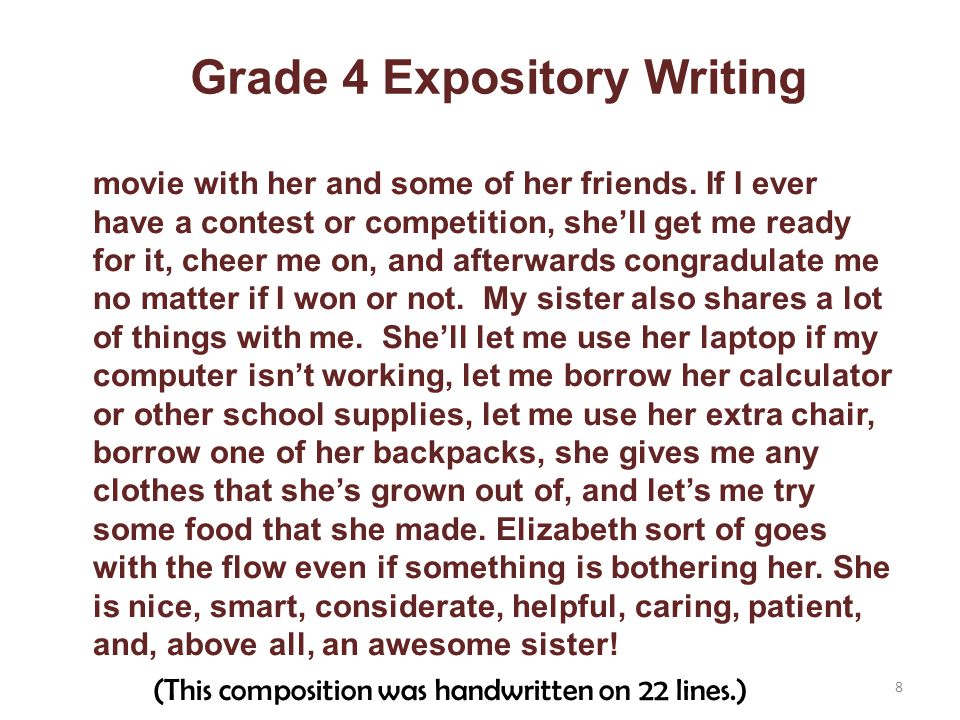 Grade 4 Expository Writing movie with her and some of her friends.