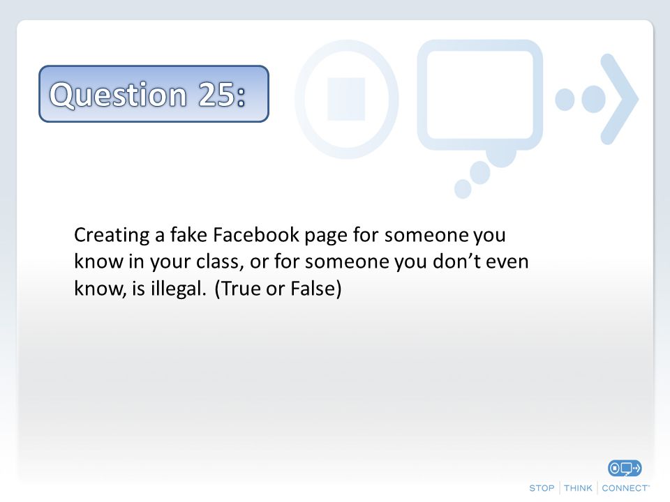 Creating a fake Facebook page for someone you know in your class, or for someone you don’t even know, is illegal.