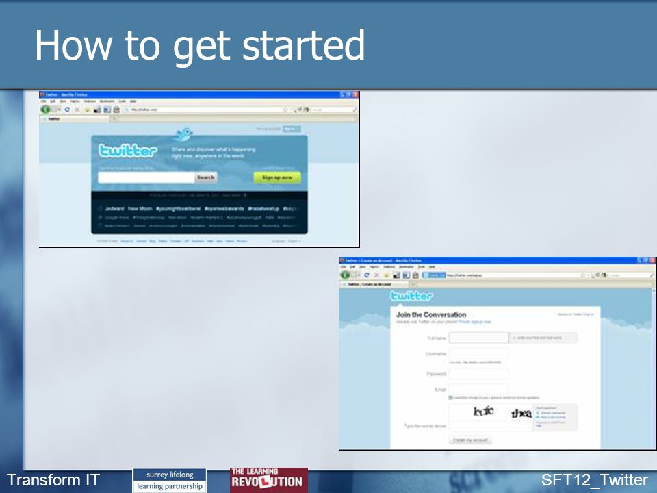 Transform IT SFT12_Twitter How to get started