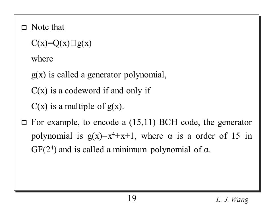L J Wang 1 Introduction To Reed Solomon Coding Part I Ppt Download L J Wang 1 Introduction To Reed Solomon Coding Part I Ppt Download