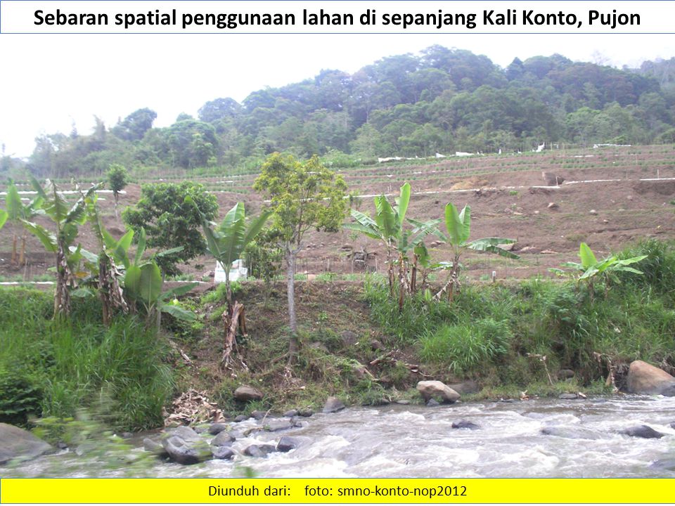 Sebaran spatial penggunaan lahan di sepanjang Kali Konto, Pujon Diunduh dari: foto: smno-konto-nop2012