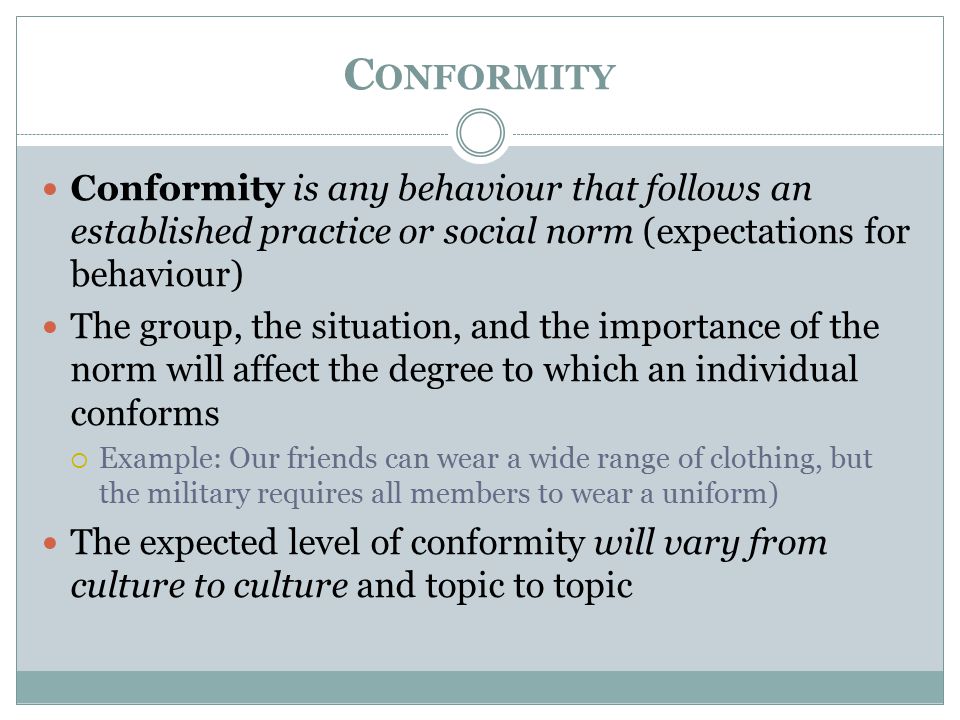 conformity psychology examples of conformity in history