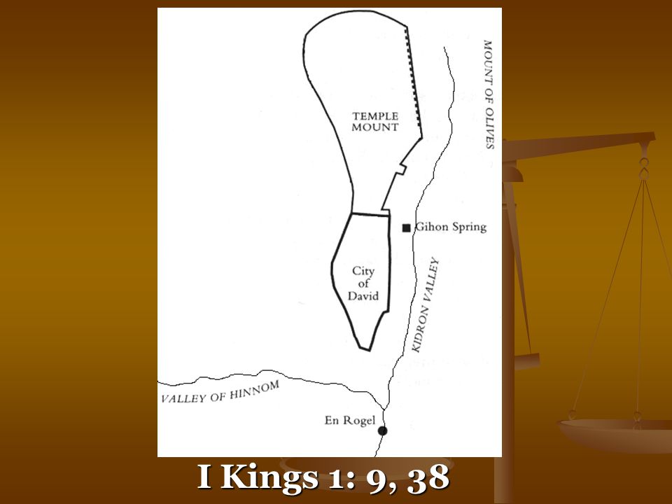 I Kings 1: 9, 38