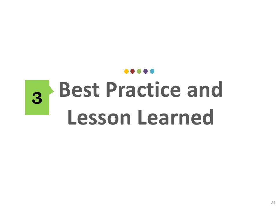 Best Practice and Lesson Learned 24 3