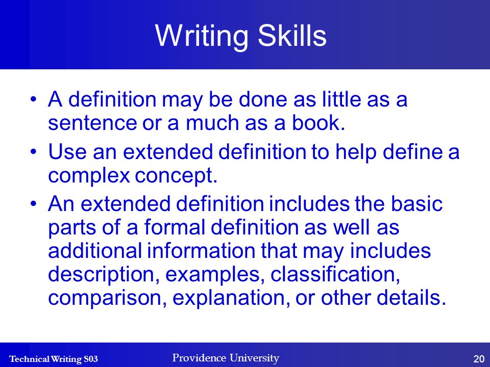 Writing skills definition