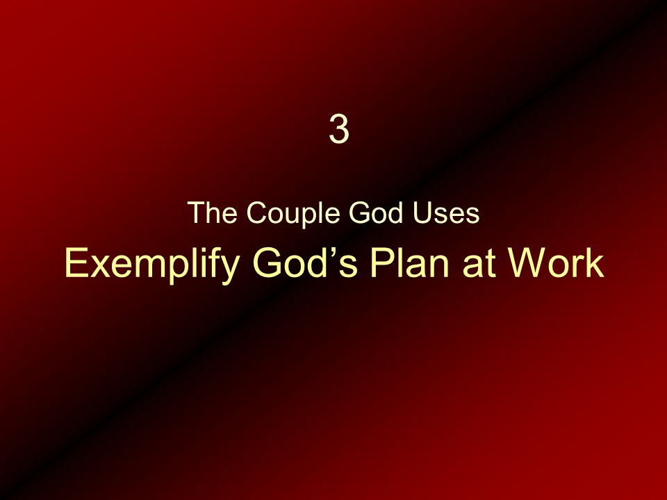 Exemplify God’s Plan at Work The Couple God Uses 3