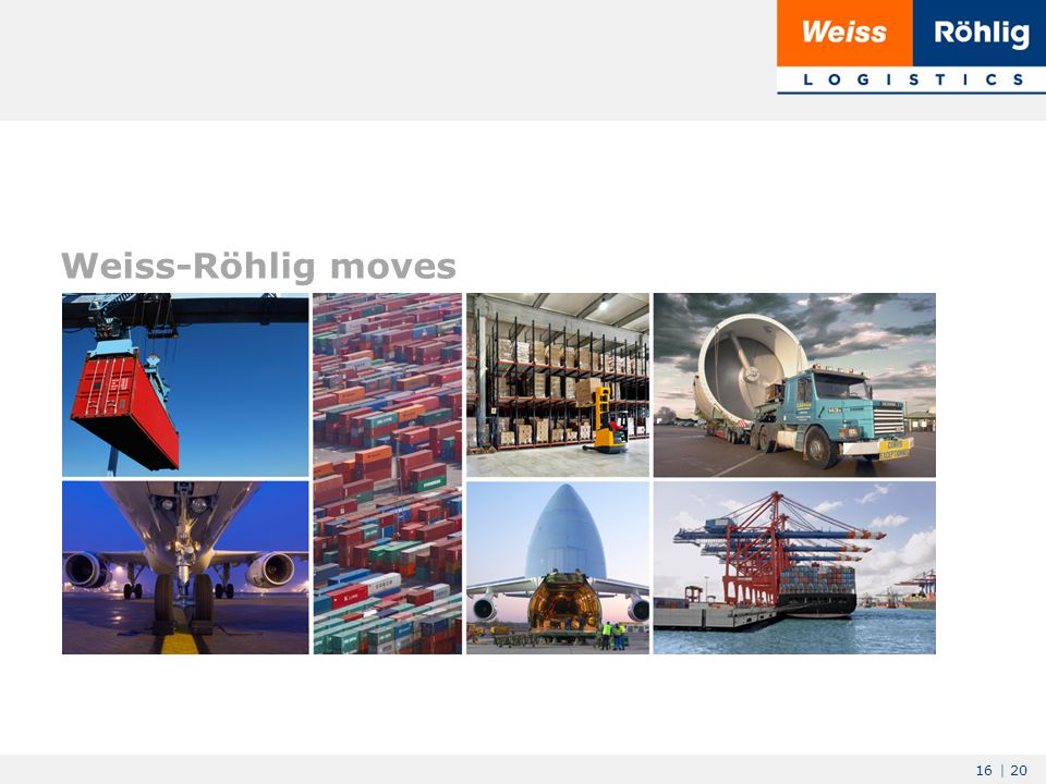 16 | 20 Smarter logistics for the global village Weiss-Röhlig moves