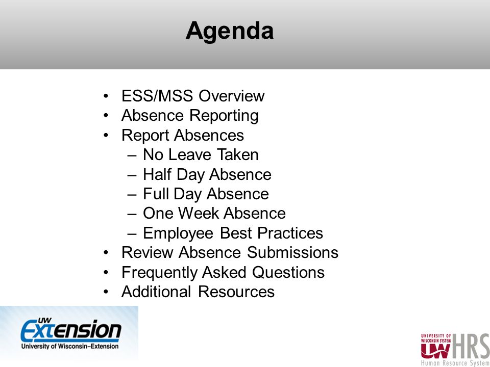 university of wisconsin system hrs project unclassified employee tl employee absence report
