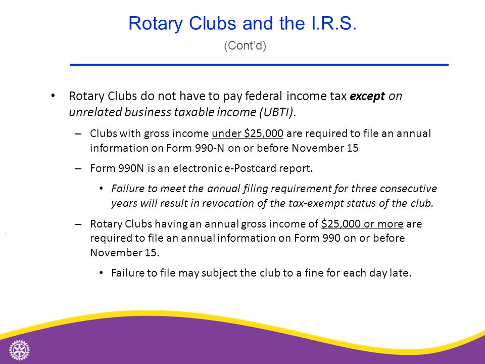 Rotary Clubs and the I.R.S.