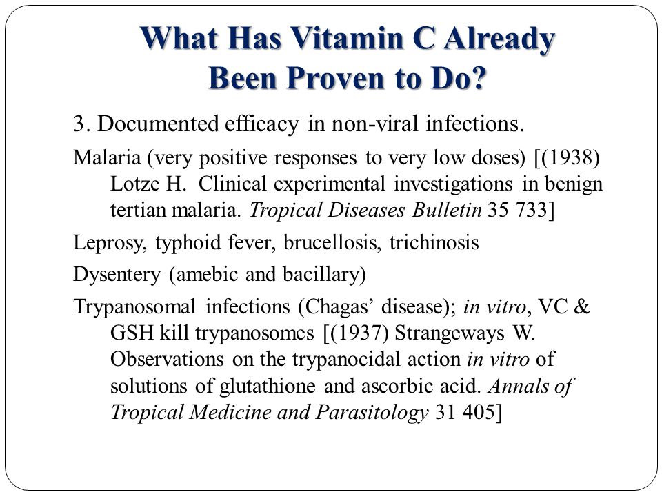 What Has Vitamin C Already Been Proven to Do. 3. Documented efficacy in non-viral infections.
