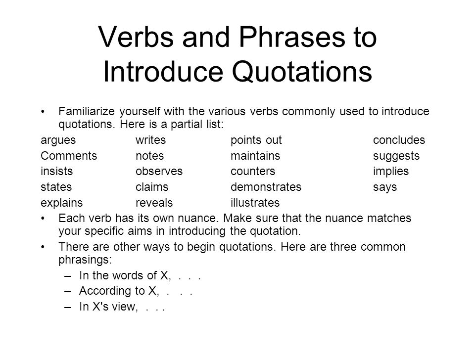 transition words for introducing quotes
