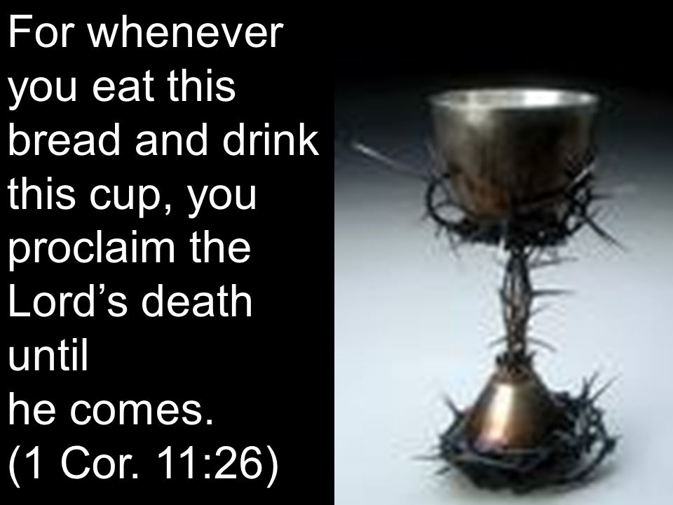 For whenever you eat this bread and drink this cup, you proclaim the Lord’s death until he comes.