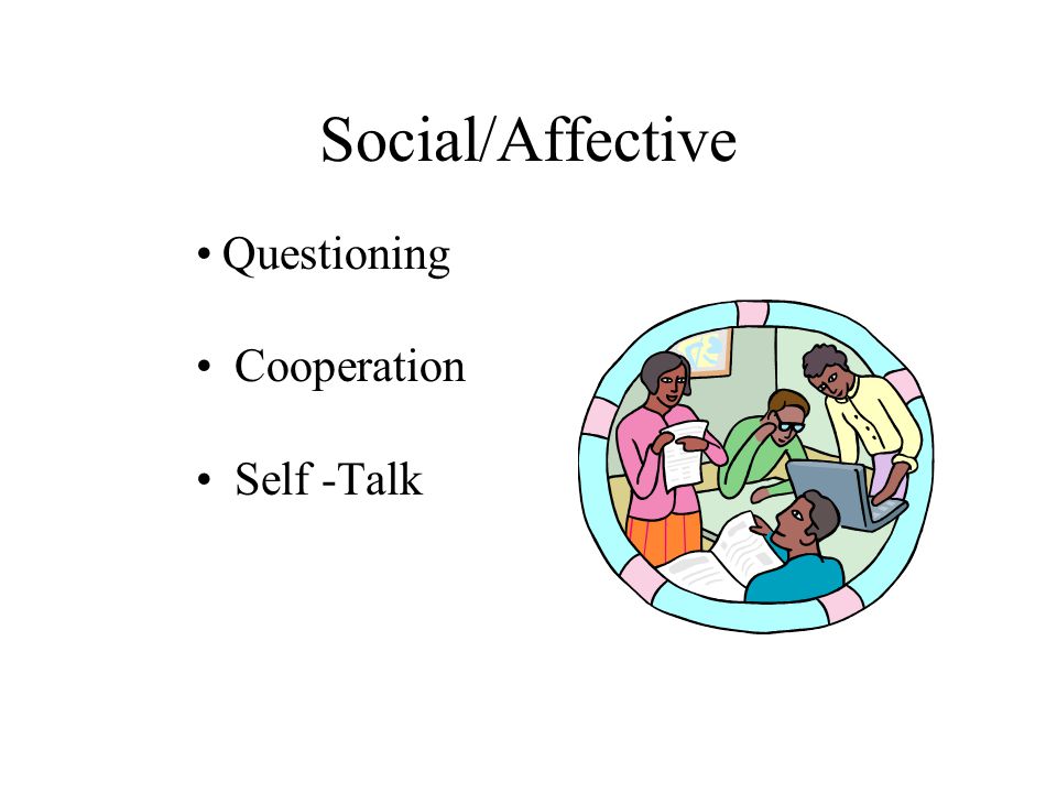 Social/Affective Questioning Cooperation Self -Talk