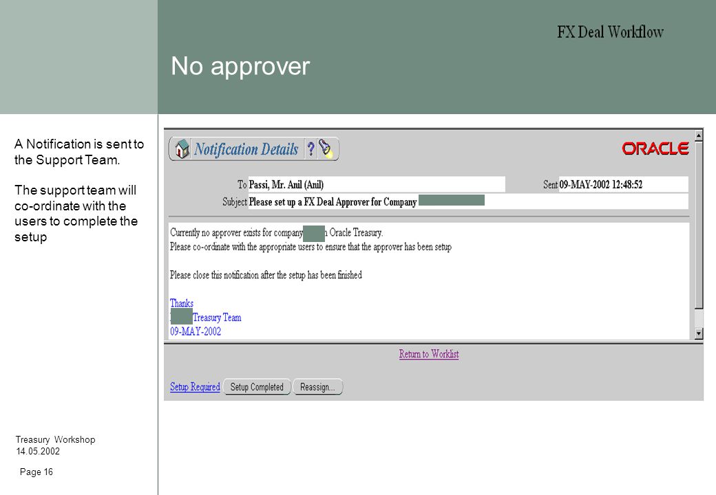 Page 16 No approver Treasury Workshop These reports are those distributed to shareholders/investors.