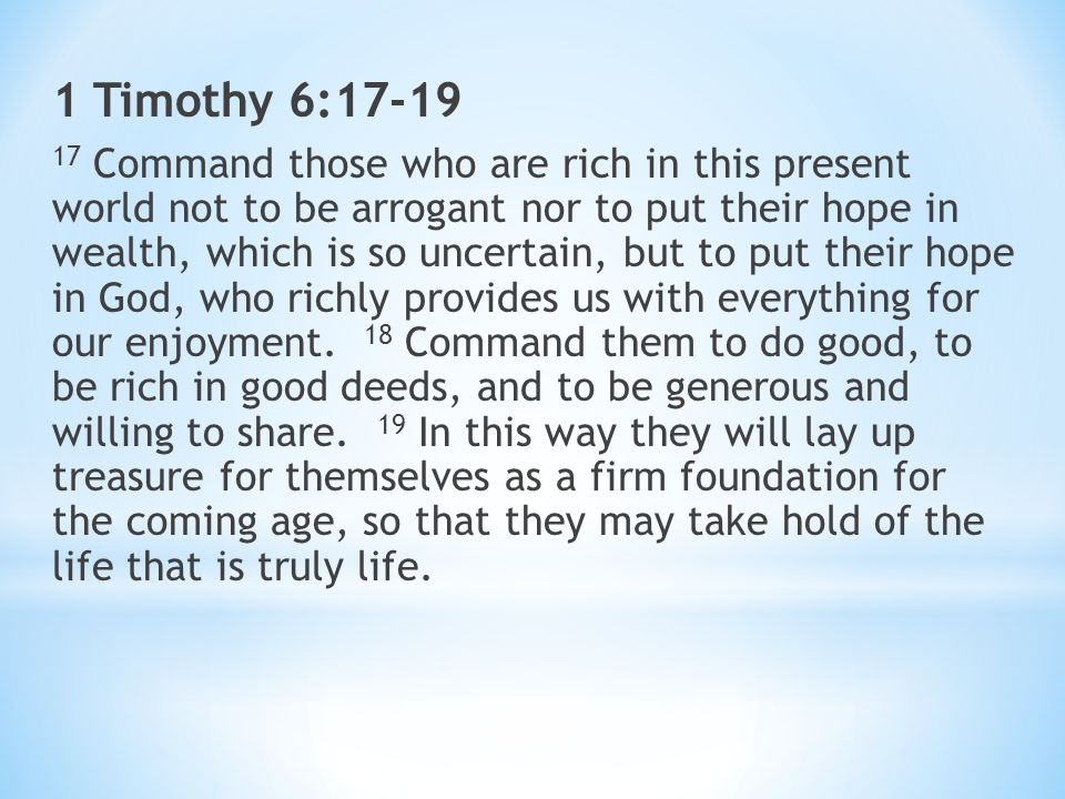 Image result for 1 timothy 6 17-19 niv