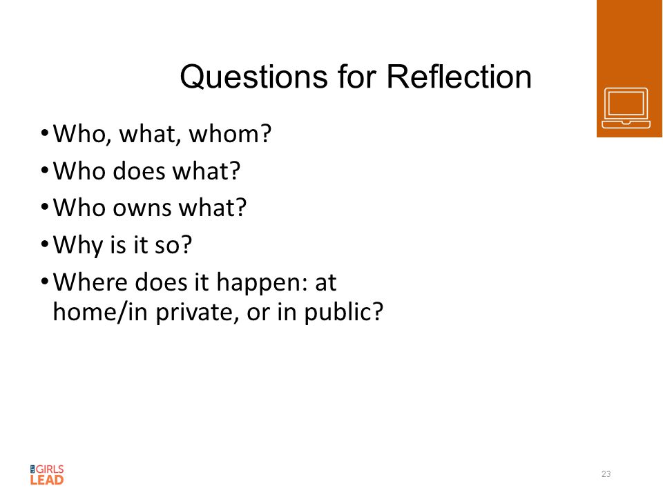 Questions for Reflection Who, what, whom. Who does what.