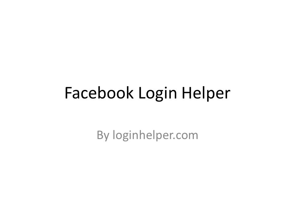 Facebook Login Helper By loginhelper.com