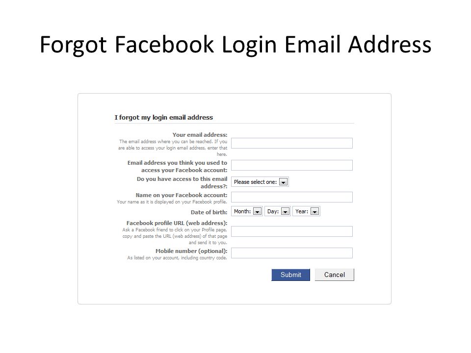 Forgot Facebook Login  Address