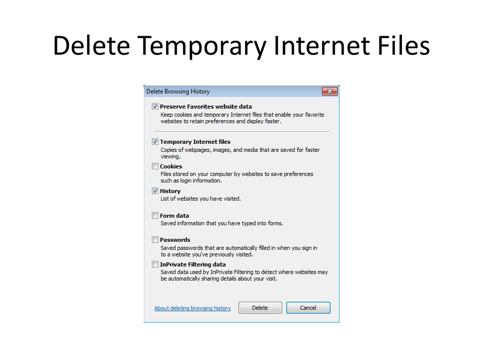 Delete Temporary Internet Files