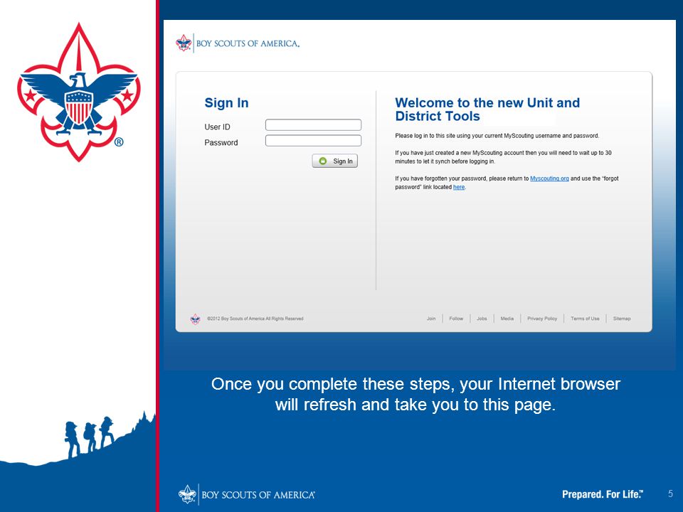 5 Once you complete these steps, your Internet browser will refresh and take you to this page.
